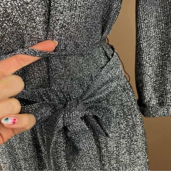 Vintage Metallic Silver and Black Collared Shirt with Matching Skirt Set - Picture 6 of 10